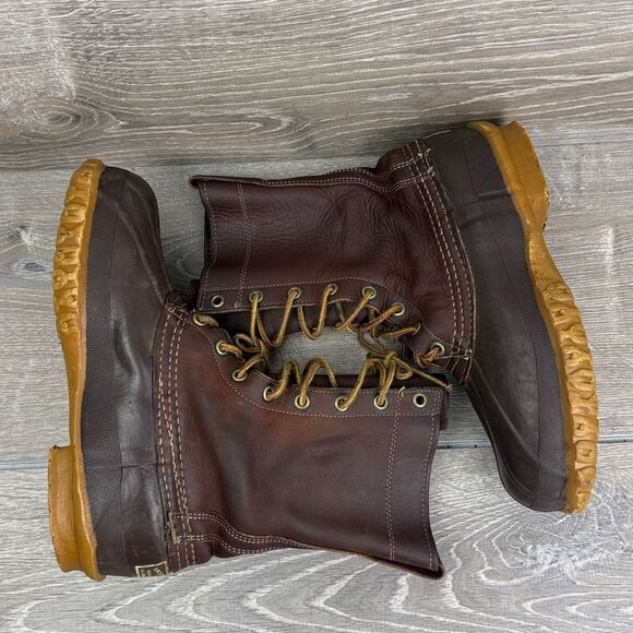 LL Bean Maine Hunting Shoe Men’s Sz 5D Brown Leather 8-Eye Waterproof Duck Boots - Picture 11 of 12